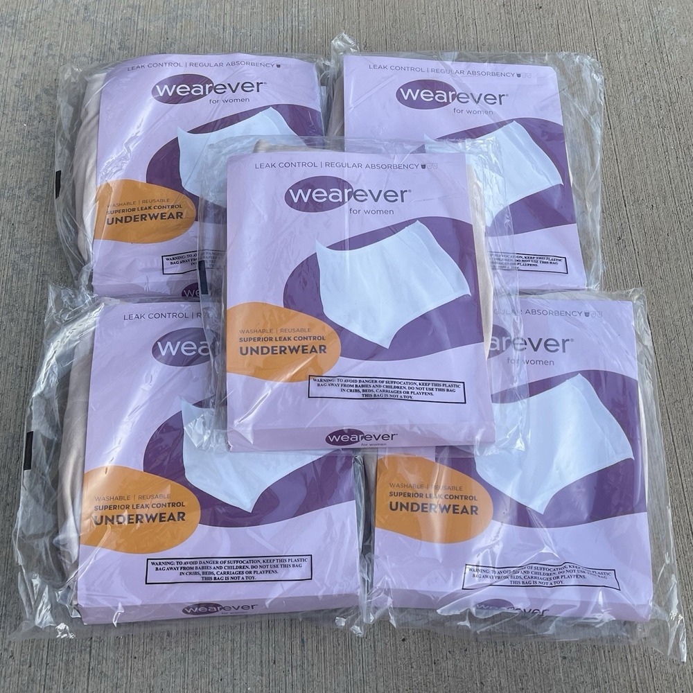 5 Wearever for Women Leak Control Underwear Regular Absorbency Beige Size XL